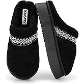BERANMEY Women's Platform Slippers with Plush Fleece Lining - Braided Fuzzy Mini Boots Slip-On Clogs for Indoor Comfort