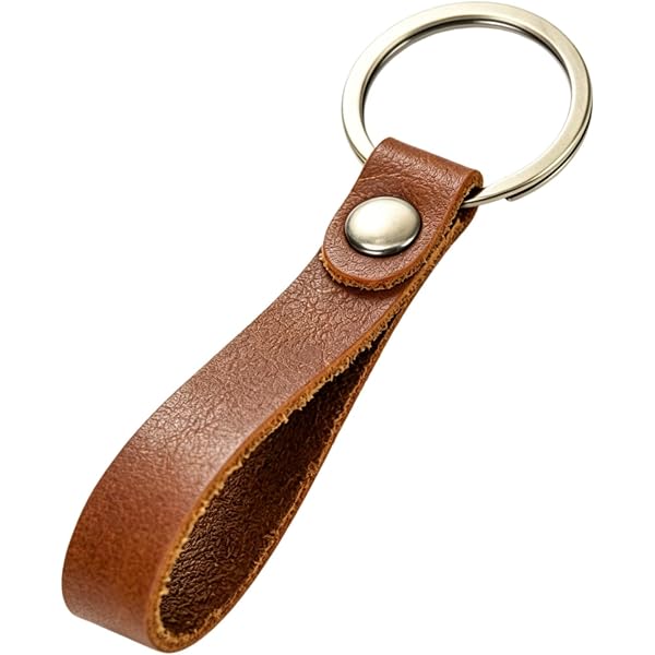 Zittop Leather Keychain POB Solid Metal Bronze Handcraft Key Ring