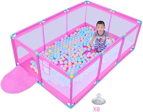 Amazon Co Jp Zhanwei ベビーサークル 矩形 屋内 ベビーフェンス おもちゃ ボールプール ピンク 色 A サイズ さいず 190x128x66cm ホーム キッチン