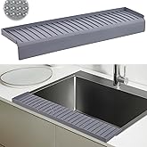AyNirser Sink Edge Protector with Suction Cup 14" 20" 24" 30", Silicone Sink Splash Guard for Kitchen & Bathroom, Protect Countertop from Scratches, Stains, for Stainless Steel Granite Quartz-Grey
