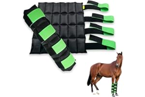 WORLD-BIO Horse Ice Boots Set of 2 /Horse Ice Pack for Injuries, Therapy Full Leg Ice Boot Cold Pack with Flexible Straps for Hock, Ankle, Knee, Legs and Hooves, 16.9'' x 16.1'' Green
