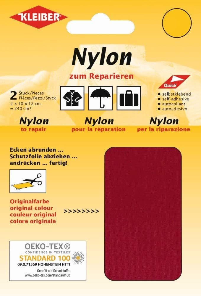 Kleiber Self Adhesive Waterproof Nylon Repair Patches, Dark Red, 10cmx12cm