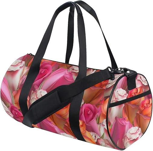 Amazon Vawa ボストンバッグ 薔薇柄 大容量 軽量 スポーツバック レディース かわいい 男女兼用 ジムバッグ 外ポケット 旅行バッグ 2way ヨガバッグ 旅行用 花柄 Vawa ボストンバッグ