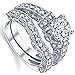 1.25 Carat Solid Sterling Silver Wedding Engagement Ring Set, Bridal Ring, with Cubic Zirconia CZ Sizes 4 to11