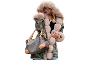 Roiii Women Thicken Warm Winter Coat Hood Down Parka Faux Fur Outdoor Overcoat Long Jacket Outwear