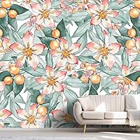 Wall Mural Flowers and Leaves Removable Self-Adhesive Wallpaper Wall Decoration for Bedroom Living Room - 66x96 inches
