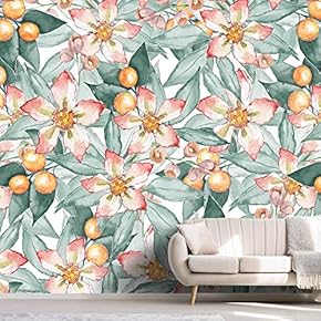 signwin Wall Mural Flowers and Leaves Removable Self-Adhesive...