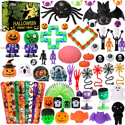 MGparty 60 Pack Halloween Fidget Toys Pack Party Favors Toys for Kids Stress Relief Sensory Toys Halloween Treat Bags Gifts School Classroom Halloween Prizes