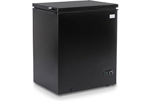 Muhub 5.0 Cu.Ft Chest Freezer,Deep Freezer with Removable Basket,Compact Freezer with Top Open Door, Adjustable Temperature, Low noise，Suitable for Kitchen Dorm Garage and Shed，Black
