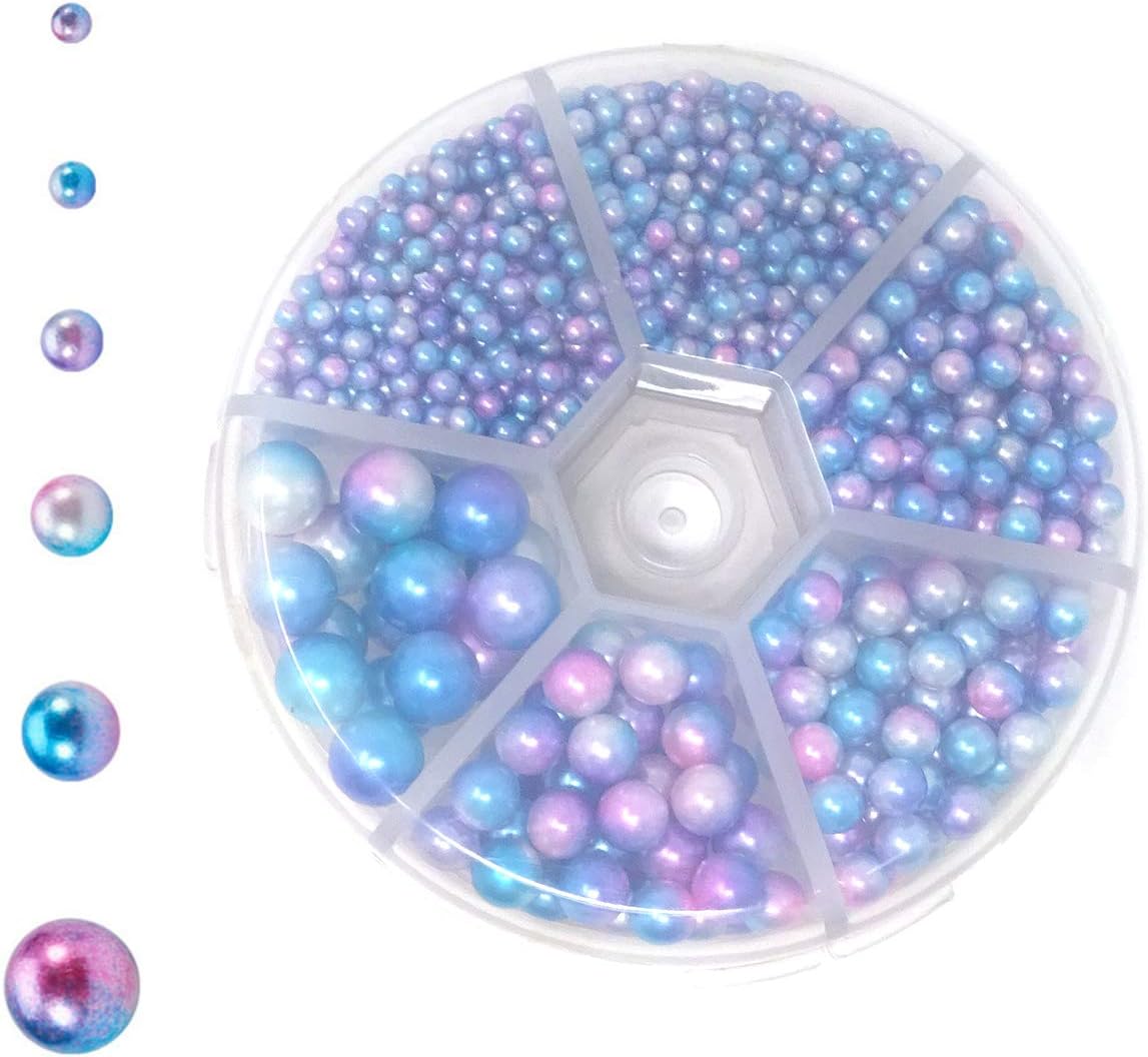 Honbay 1535 Pieces Mixed Sizes No Holes Rainbow Round Imitated Pearl Beads Undrilled Imitated Pearl Beads for Table Scatter Vase Fillers Wedding Party Decoration (2.5/3/4/5/6/8mm)