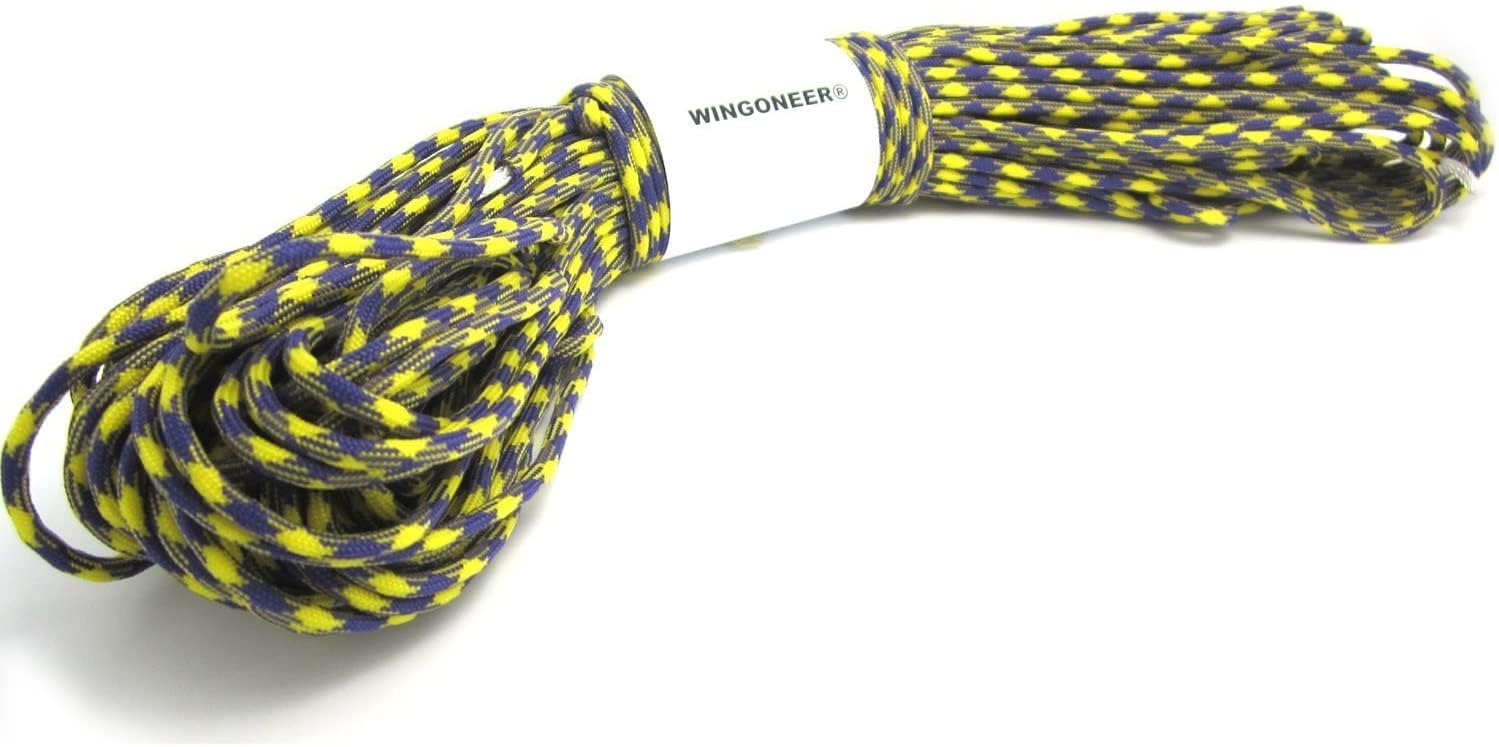WINGONEER 550 Paracord Mil Spec Type III 7 strand parachute cord Purple + Yellow 100 feet
