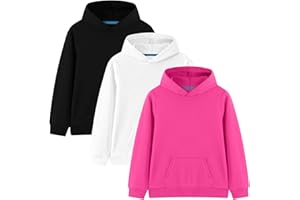 Phedrew 3-Pack Kids Cotton Hoodies Toddlers' Fall Outfits Pullover Hooded Medium Weight Sweatshirts for Boys and Girls