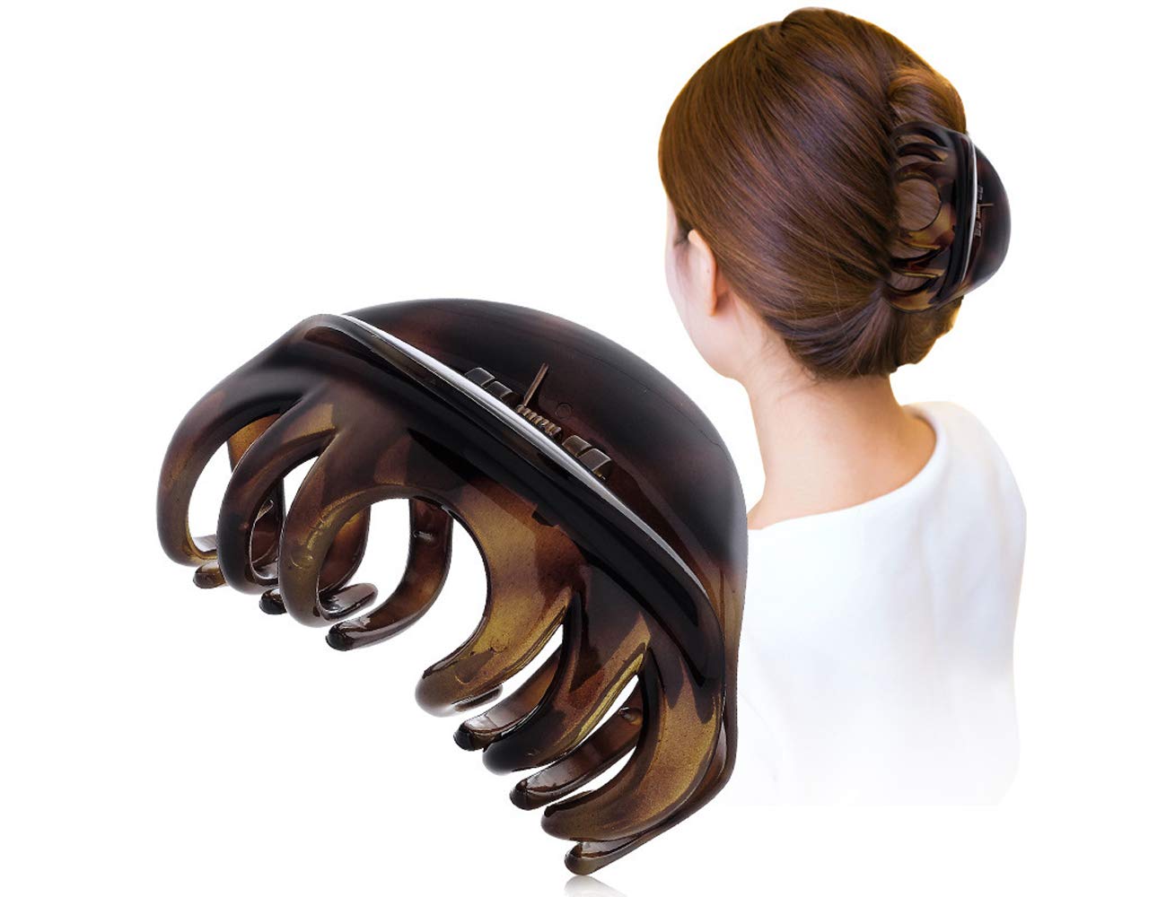 Youxuan Hair Claw for Women, 4 Inch Pretty Hair Clip, Hair Grip for Thick Hair, Coffee