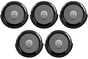 SYNLETT Wireless Call Buttons for Wireless Calling System Nurse Call System for Customer Elderly Seniors Residents in Restaurant Clinic Nursing Home Care Facilities 5 PCS Black