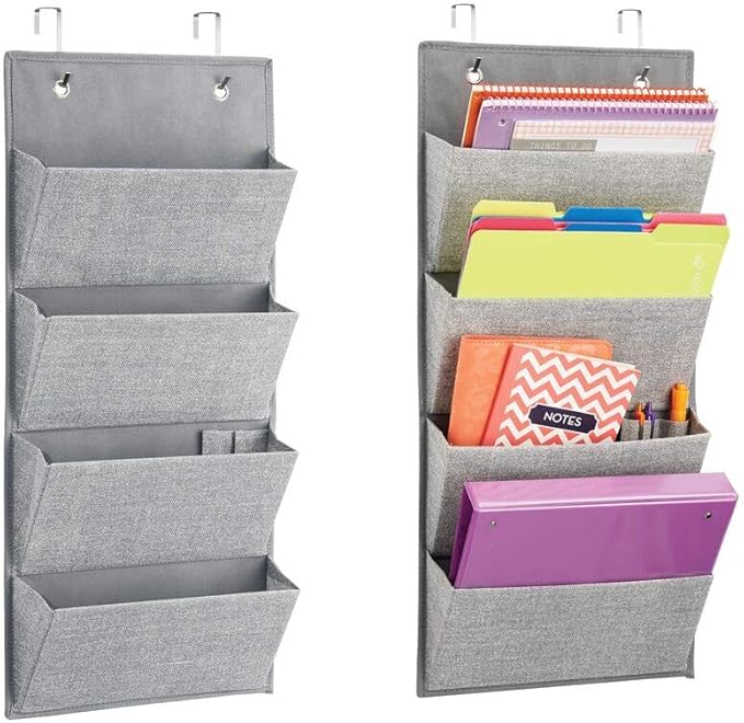 mDesign Soft Fabric Wall Mount/Over Door Hanging Storage Organizer 4
