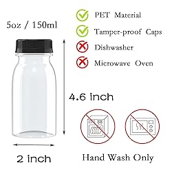 XXUOD 24 Pcs 5 Ounce Plastic Juice Bottles for