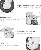 Holdfiturn 4Pcs 100mm Rubber Swivel Castor Wheels with Brakes 600kg view 4