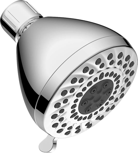 AAGS High Pressure Shower Head 3.4 Inch 6setting Chrome Showerhead