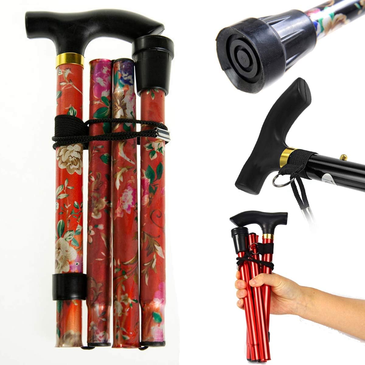 THG® Walking Stick Heavy Duty Folding Mobility Cane Adjustable