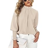 Teurkia Womens Long Sleeve Blouses Office Loose Fit Trendy Casual Work Shirt Tops