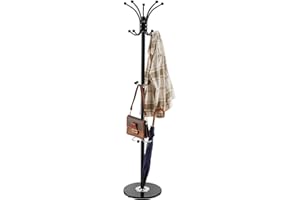VEVOR Freestanding Coat Rack, Metal Coats Rack Stand with Umbrella Holder, Stable Marble Base & 14 Hooks, Hall Coat Tree for 