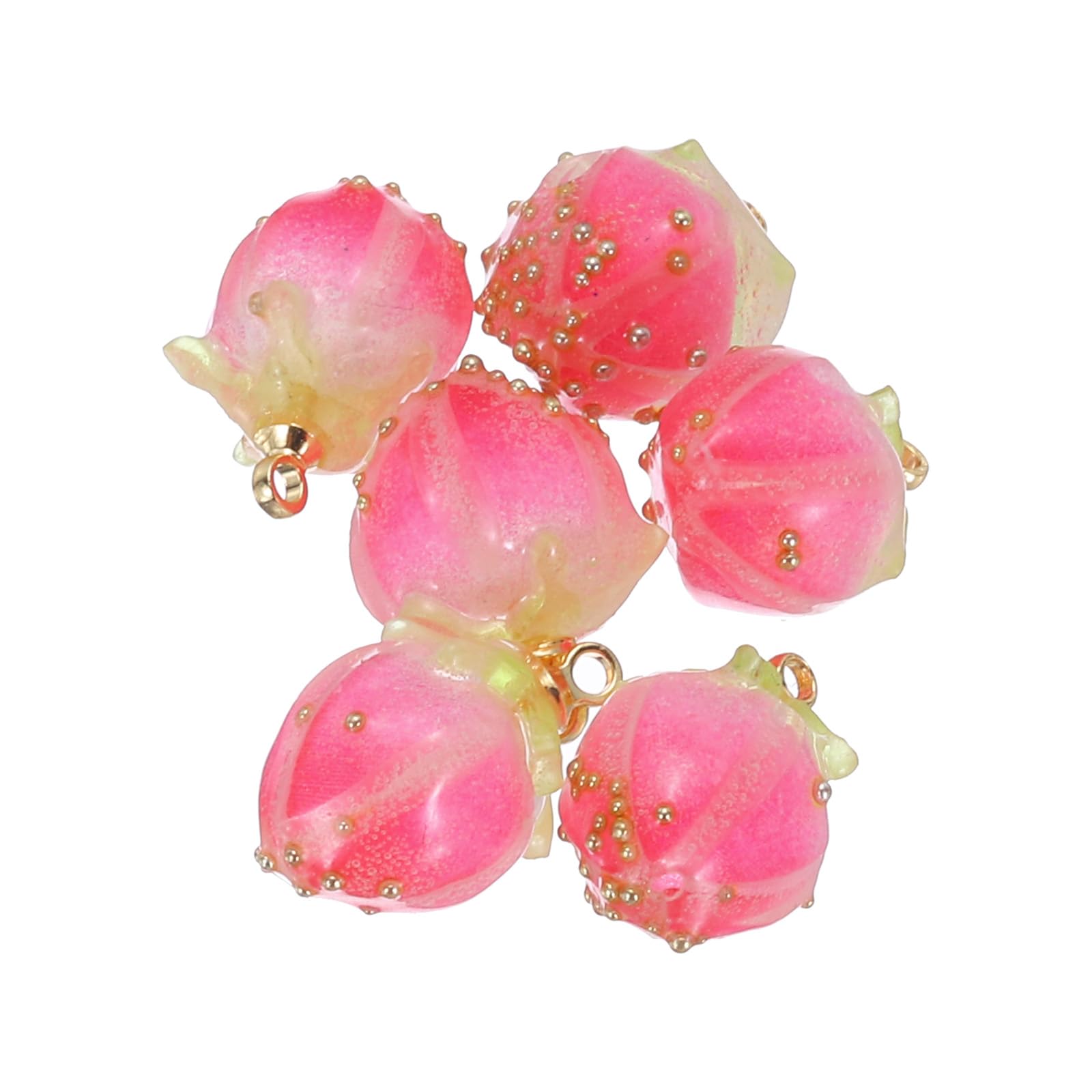 PATIKIL 0.6x0.4 Flower Beads, 6Pcs Acrylic Flower Buds Beads Mini Rose Charm for Bracelets, Earrings, Necklaces, Jewelry Making and DIY Crafts, Rose Red