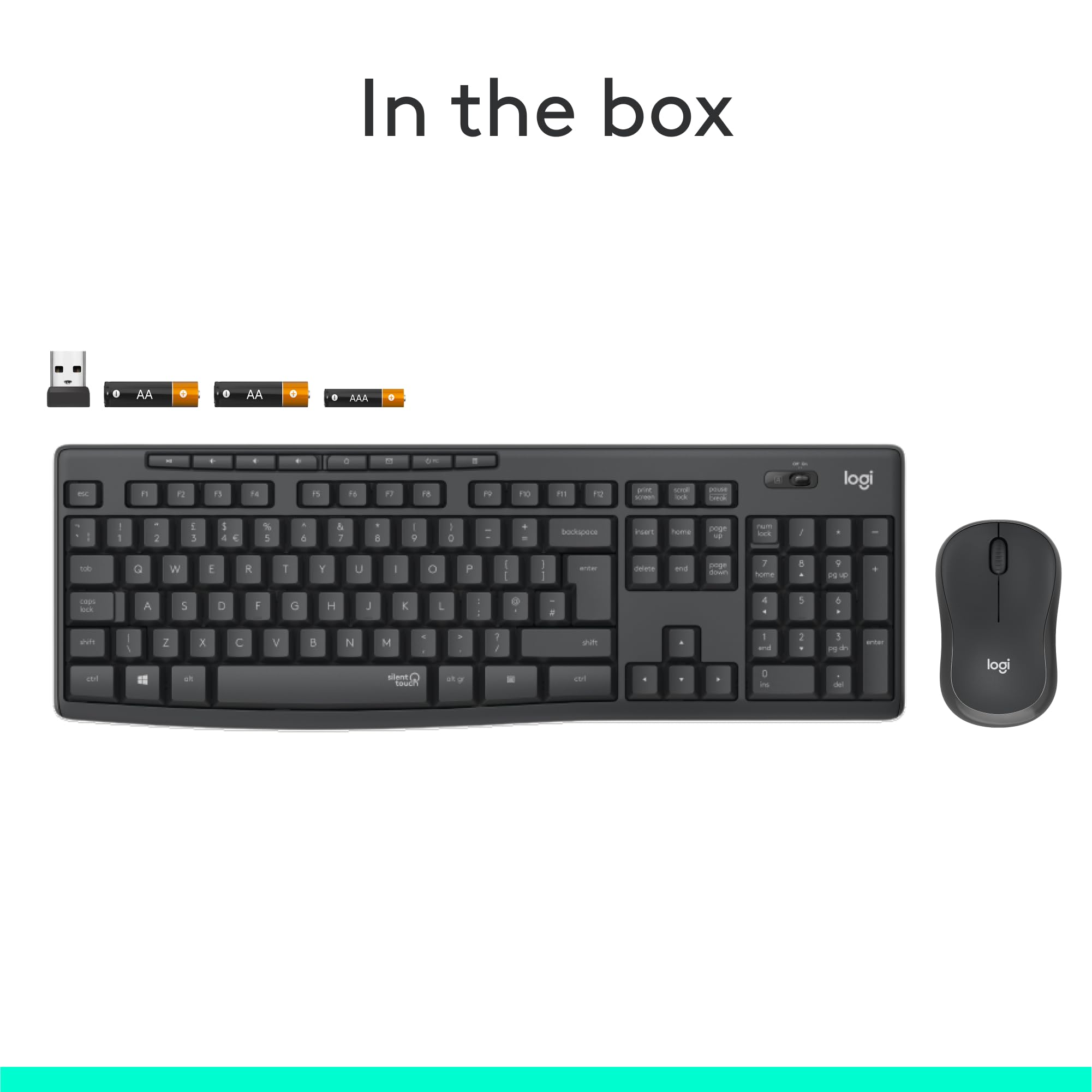 Logitech MK295 Silent Wireless Mouse & Keyboard Combo with SilentTouch Technology, Full Numpad, Advanced Optical Tracking, Lag-Free Wireless, 90% Less Noise, QWERTY UK English Layout - Black