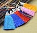 Babycola's Mum 18 Colors 10pcs Silky Handmade (2.4'') Soft Fiber Tassels with Antique Silver Cap((Mixed Randomly)