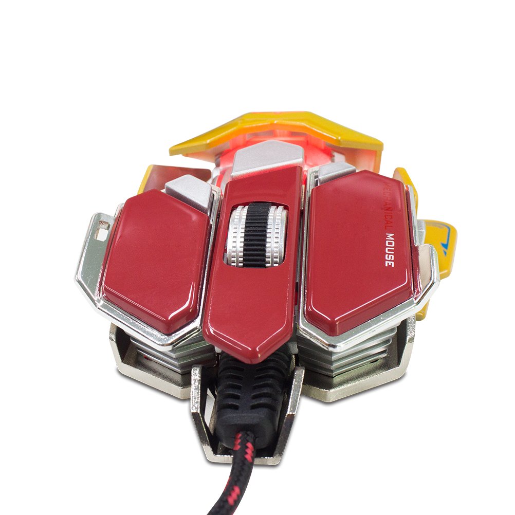 YCCTEAM Gaming Mouse with 4,000 DPI, Programmable 9 Buttons, USB Wired Gaming Mice for Pro Gamer (Red&Yellow)