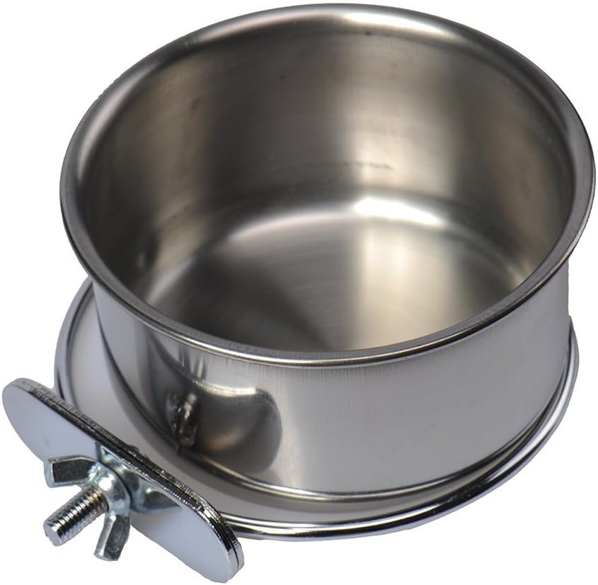 Stainless Steel Food Water Bowl For Pet Bird Crates Cages Coop Dog Cat Parrot Bird Rabbit Pet (Small:10cm *5cm, 3.93 * 1.97inch)