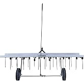 Yard Commander - 48-Inch Tow Behind Lawn Dethatcher, 24 Dual Row Heat Treated Steel Tines, Universal Hitch for ATV UTV Tractor, Heavy Duty Lawn Thatch Remover with 7-Inch Poly Wheels