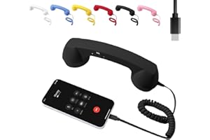 Retro Phone Handset for iPhone, Type-C Retro Telephone Style Landline Handle Receiver, Handheld Cell Phone Receiver, for Cell