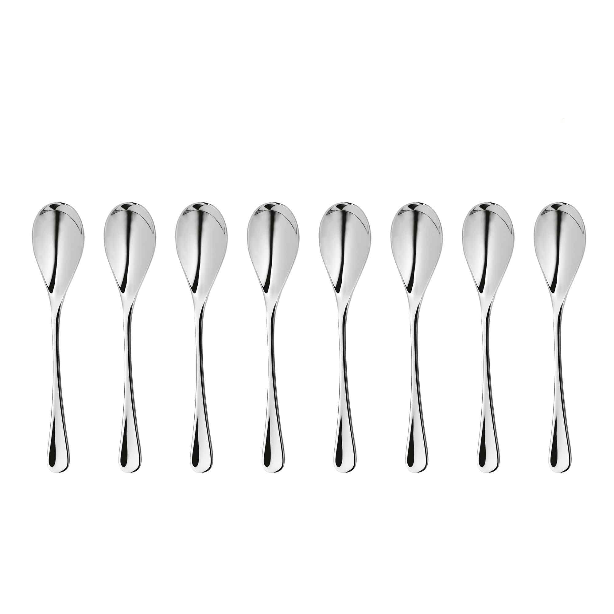 Robert Welch RW2 Bright Small Coffee/Espresso Spoon, Set of 8. Suitable for Espresso, Small Coffee. Made from Stainless Steel. Dishwasher Safe.