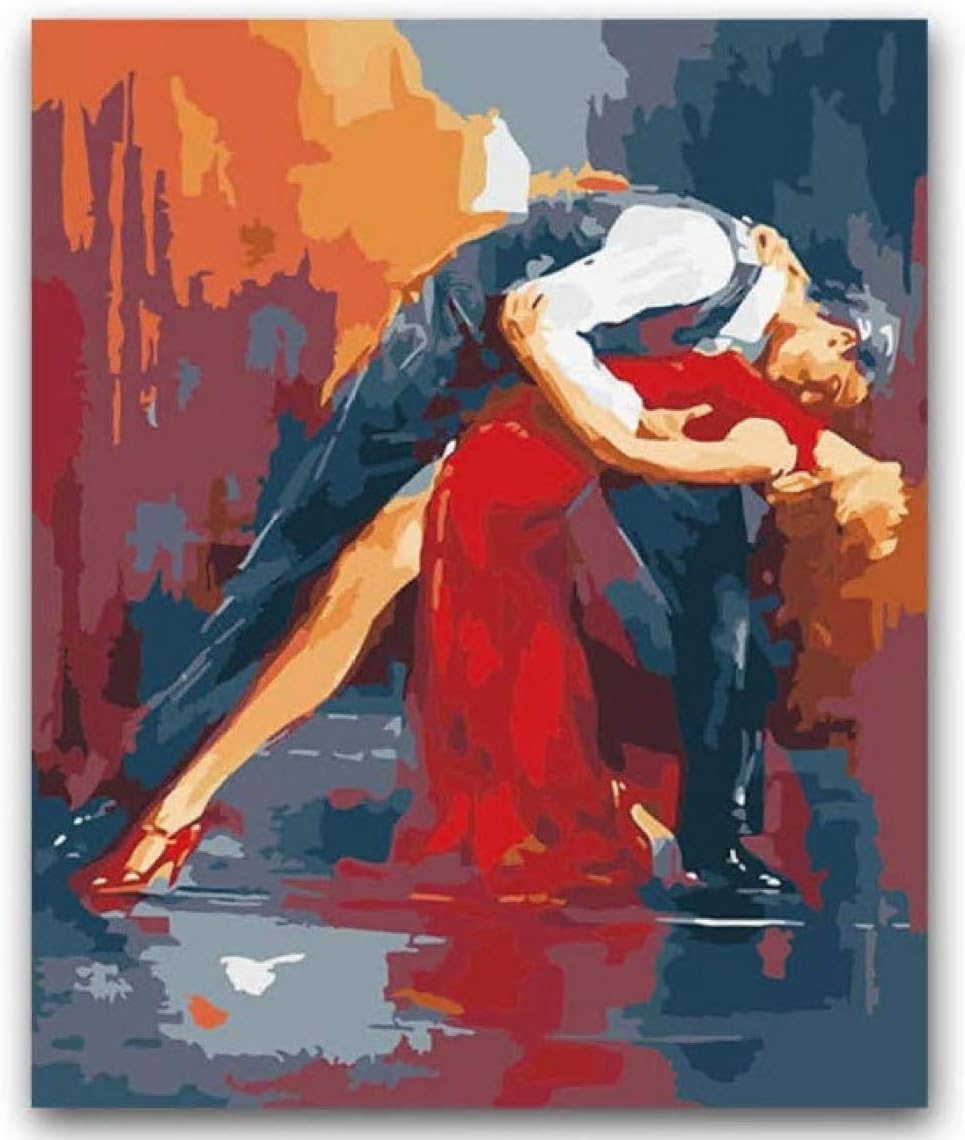 dxycfa Paint By Numbers Kits Street Tango Artist Painting Colour Adults And Kids Acrylic Paints And Brushes Paint By Number Kit 16*20 Inch Canvas Painting