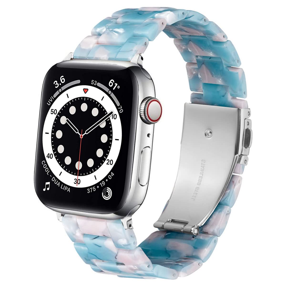 DEALELE Strap Compatible with iwatch 38mm 40mm 41mm, Colorful Resin Replacement Bands for Apple Watch Series 9/8 / 7 / SE / 6/5 / 4/3 Women Men, Sky blue