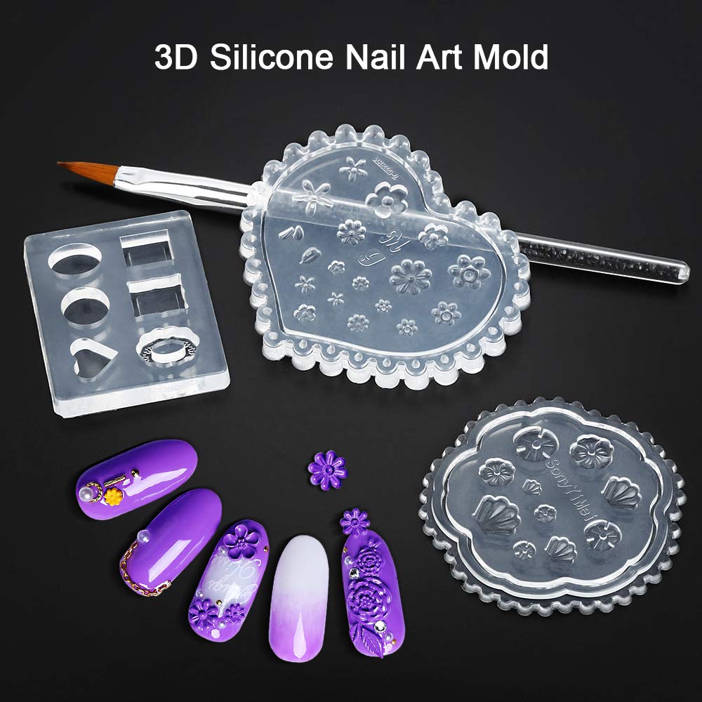 Yblntek Resin Jewelry Molds, 3 Large Silicone Clear Casting Molds with Stir Sticks, Dropper and Funnel DIY Craft Gift Making for Multi-faceted Diamond Stone