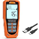 RDINSCOS Pinless Moisture Meter Digital Wood Moisture Tester for Drywall | Non-Destructive Moisture Detection for Wood, Walls, Drywall &amp; Plaster, Relative Moisture Content, Rechargeable