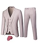 Hihawk Men's 3 Piece Suit Set with Tie, One Button