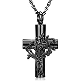 shajwo Cremation Jewelry Tree of Life Cross Urn Necklaces for Ashes for Women Men Memorial Human Ashes Pendant
