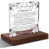 To An Amazing Warrior Acrylic Plaque, Inspirational Cancer Survivor Gift, Strength and Courage Floral Keepsake, Victory Over Illness Encouragement Decor, Survivor Support Gift,XXD109