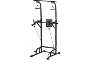 MIRAFIT Pull Up Bar Dip Station Stand Power Tower Calisthenics Workout Equipment for Home Gym Strength Training, Height Adjustable Multi-function Fitness Exercise Assistive Trainer