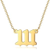 VLINRAS 111 222 333 444 555 777 888 999 Angel Number Necklace Gold Numerology Jewelry Lucky Number Minimalist Gift For Her