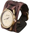 JewelryWe Montre Couple Bracelet Cuir Rectangulaire Rétro - Homme Femme Analogique Quartz Cadeau Saint Valentin