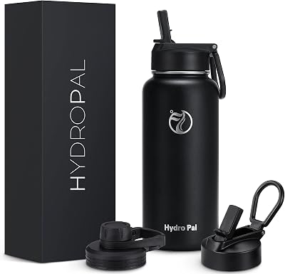 HydroPal Vacuum Insulated Water Bottle 1.9L 2 Lids Stainless Steel 12H/24H