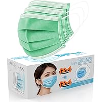 50 Pcs Disposable Face Cover 3-Ply Filter Non Medical Breathable Earloop Masks (Green)