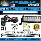 No.1 40 inch 5D Curved 228 W Pro Series CREE LED Light Bar Design Spot Flood Combo beam, Offroad Trucks 4x4 radius fog JEEP Trucks UTV 4x4 Polaris Razor 1000 SxS Raptor Free LED Light Bar Switch Kit
