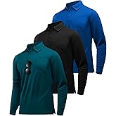 ZITY 3 Pack Long Sleeve Polo Shirts for Men with Pocket Moisture Wicking Outdoor Workwear Office Casual Collared Shirts Fall