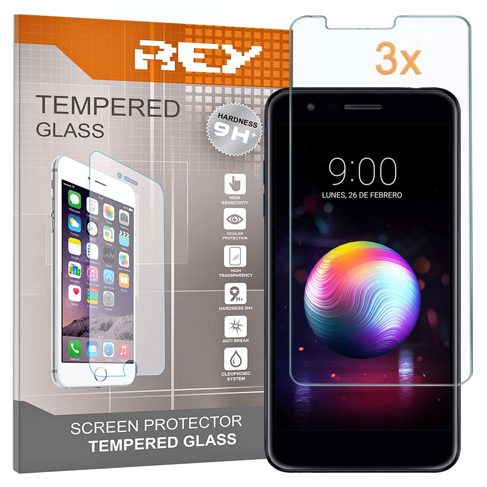 REY Screen Protector for LG K11, Tempered Glass Film, Premium quality, Perfect protection for scratches, breaks, moisture, [Pack 3x]