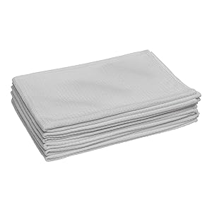 Microfiber Waffle Weave Kitchen Towels | Absorbent Drying Towels for Kitchen, Counters, Dishes, Glass, Hands | Streak-Free | White - Large (16 x 24) 6 Pack …