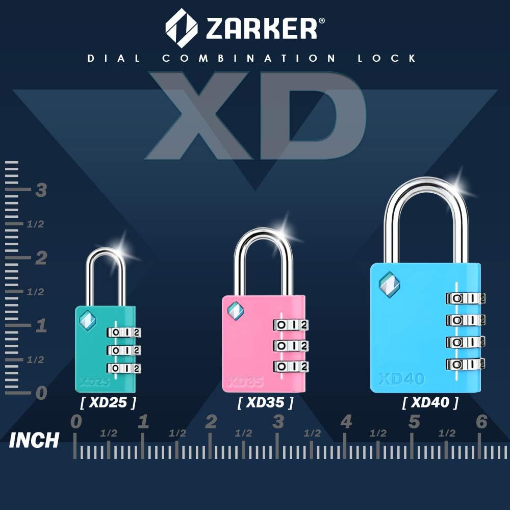 [ZARKER XD40] Padlock- 4 Digit Combination Lock for Gym, Sports, School & Employee Locker, Outdoor, Toolbox, Case, Fence and Storage - Metal & Steel - Easy to Set Your Own Combo - 1 Pack(Pink) - - 